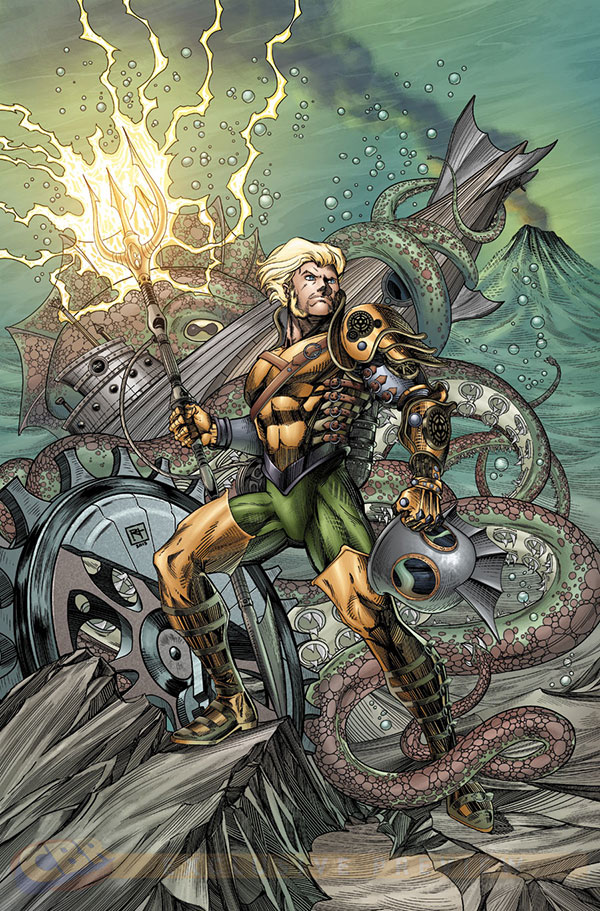 Aquaman next to a kraken