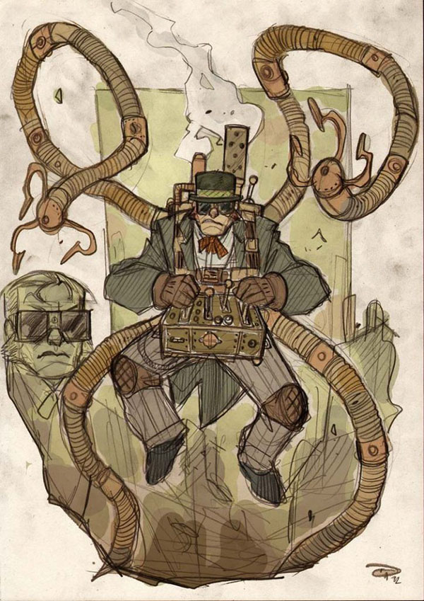 Doctor Octopus dans un style rétrofuturiste