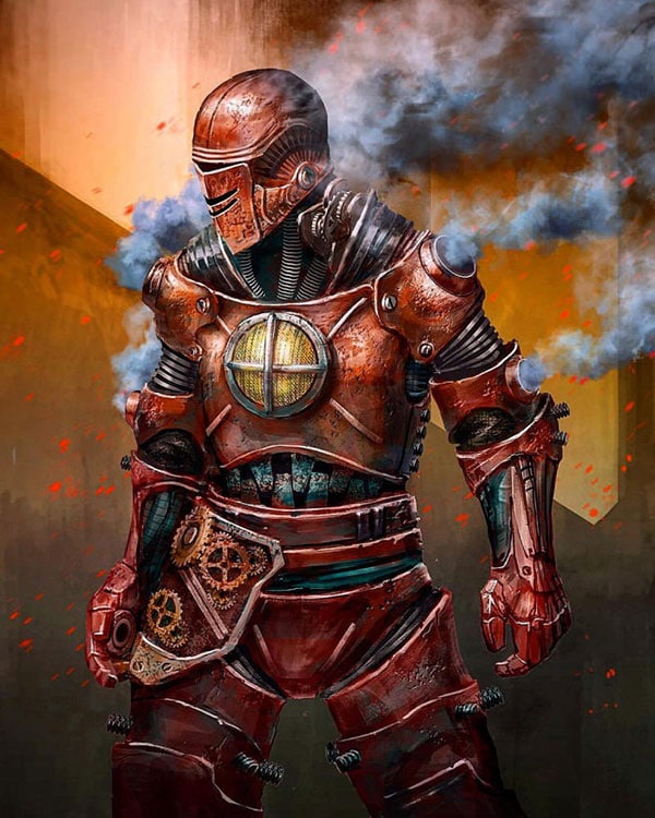 Iron Man in a steampunk armor