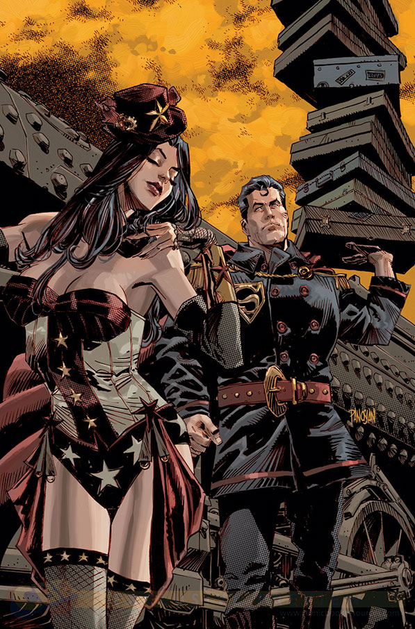 Wonder Woman and Superman reimagined as steampunk characters