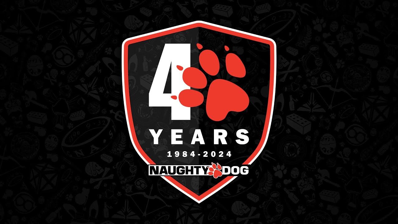 Le logo des 40 ans de Naughty Dog, 1984-2024